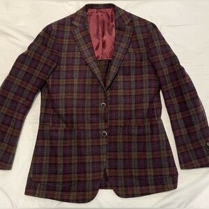 Suitsupply Plaid Blazer in Burgundy and Brown